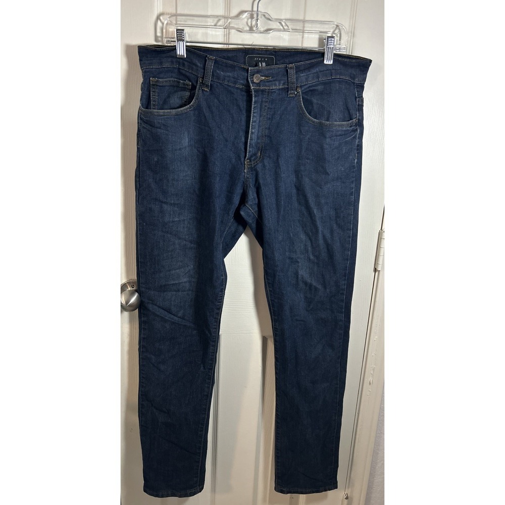21 Men Denim Jeans Size 34X32 Stretch Straight Leg‎ Dark Blue Wash Men's Denim